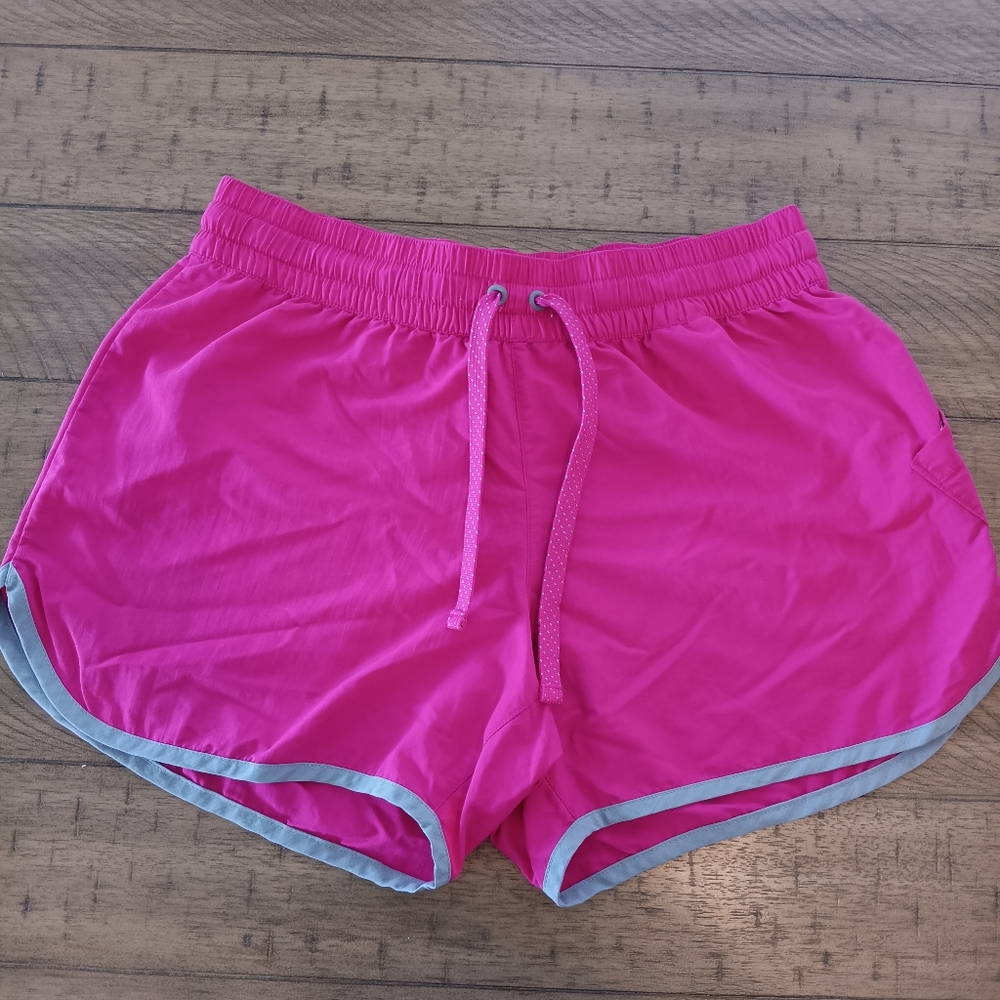 Columbia Shorts Women Small Elastic Waist w Drawstring Pink Lightweight w Logo